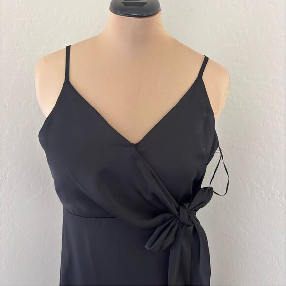 CHELSEA28 Side Tie Satin Dress in Black Size Small NEW - Picture 5 of 15
